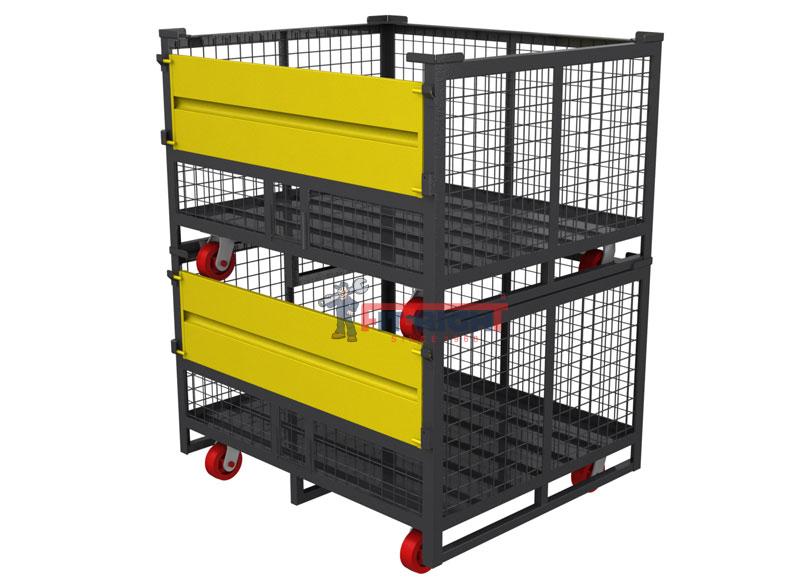 Cage-Bins-with-Castors-Stacked-Mesh-Pallet